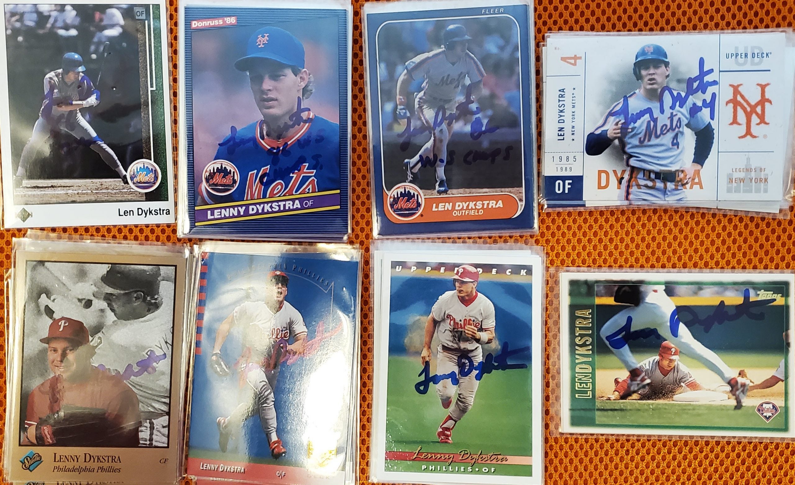 Lenny Dykstra Autographed Cards CHOOSE METS OR PHILLIES