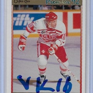 Vladimir Konstantinov 1991 O-Pee-Chee Premier 118 Autographed Card