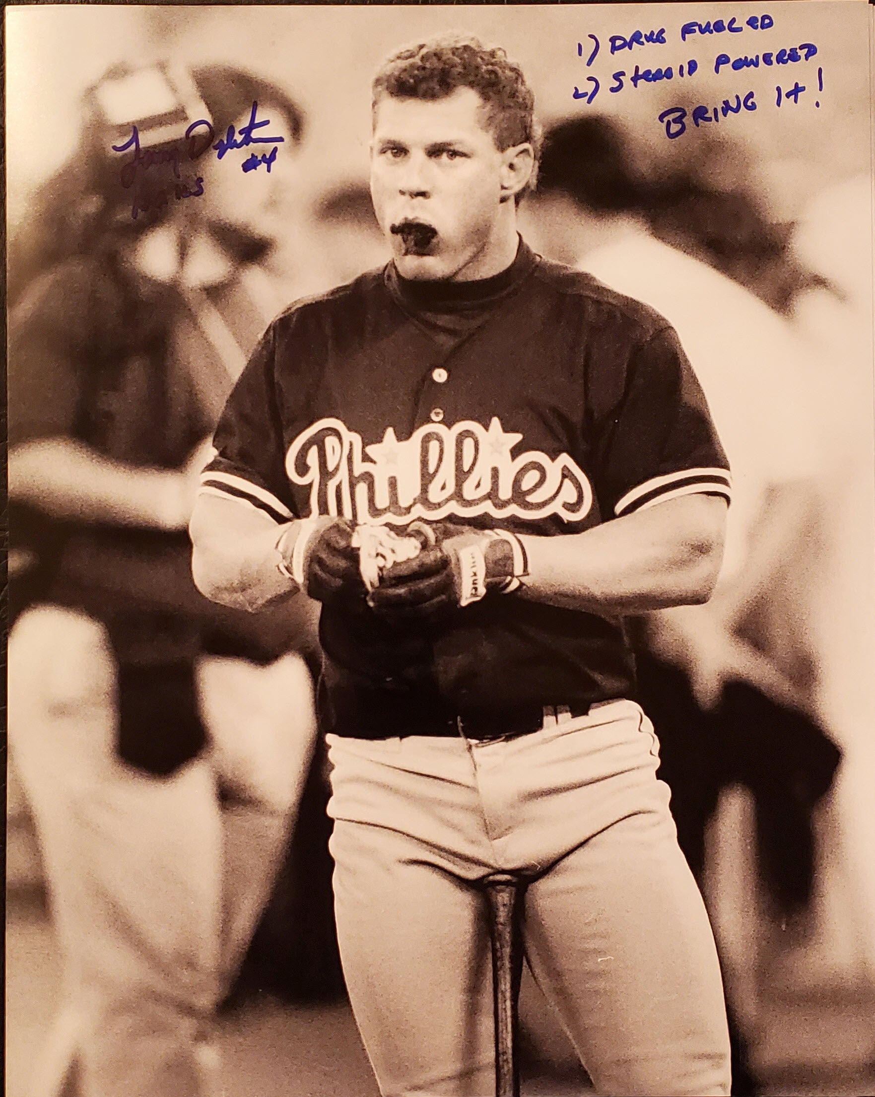 Lenny Dykstra Autographed 16x20 Photo Inscription Drug Steroid Bring It