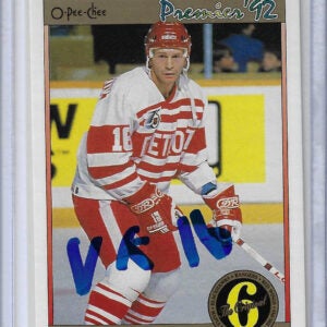 Vladimir Konstantinov 1991 O-Pee-Chee Premier 155 Autographed Card