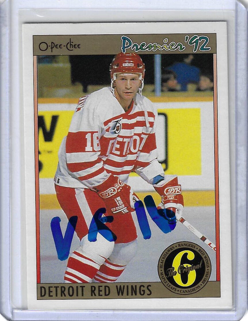 Vladimir Konstantinov 1991 O-Pee-Chee Premier 155 Autographed Card