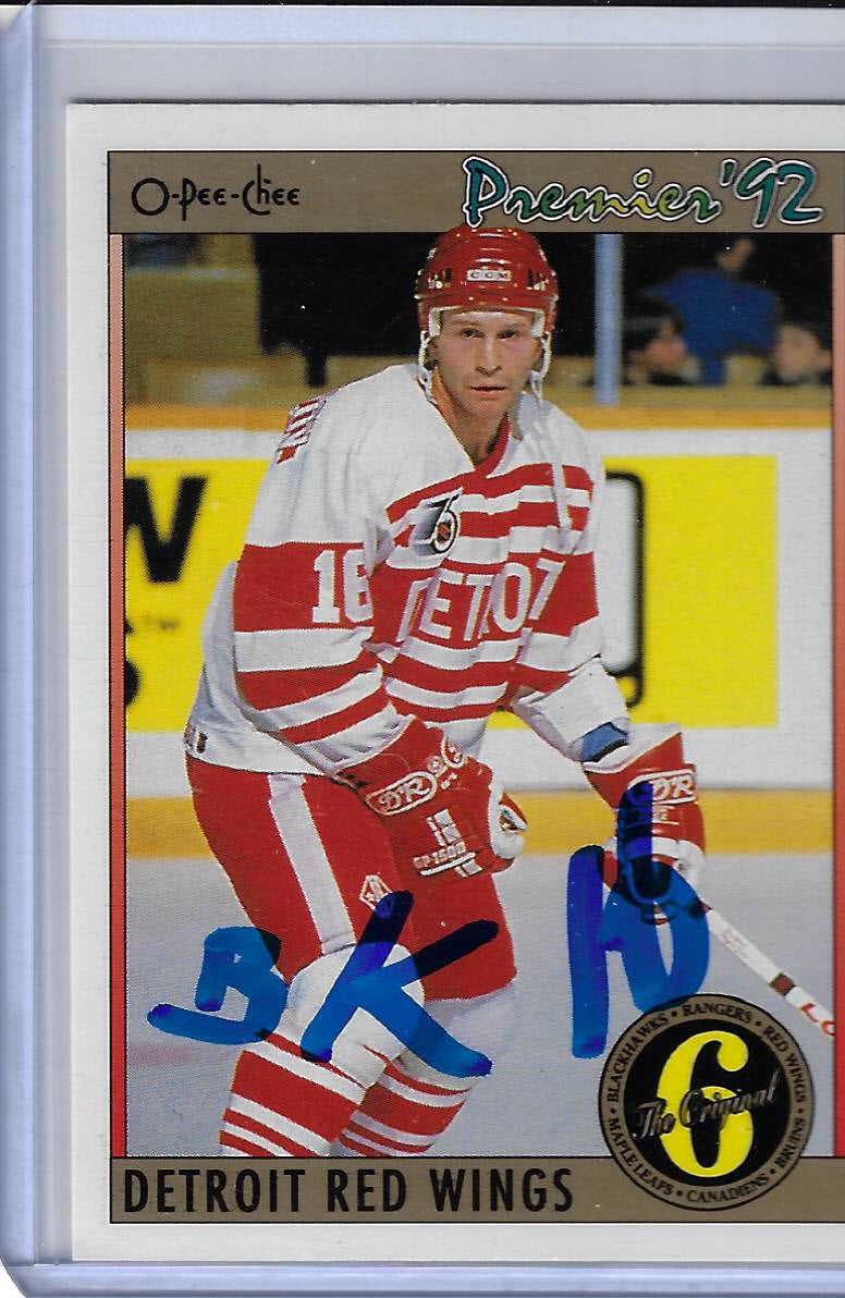 Vladimir Konstantinov 1991 O-Pee-Chee Premier 155 Autographed Card RUSSIAN V