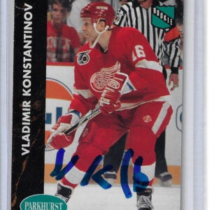 Vladimir Konstantinov 1991 Parkhurst 46 Autographed Card ROOKIE