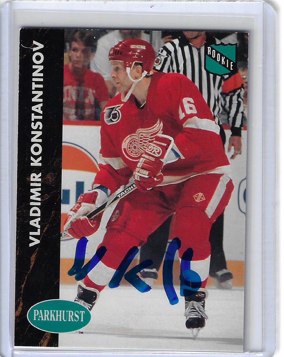 Vladimir Konstantinov 1991 Parkhurst 46 Autographed Card ROOKIE