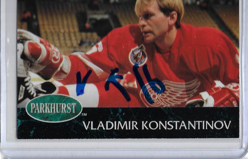 Vladimir Konstantinov 1992 Parkhurst 283 Autographed Card
