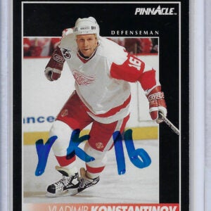 Vladimir Konstantinov 1992 Pinnacle 76 Autographed Card