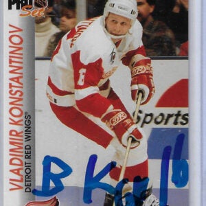 Vladimir Konstantinov 1992 Pro Set 44 Autographed Card RUSSIAN V