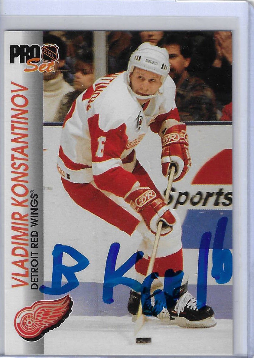 Vladimir Konstantinov 1992 Pro Set 44 Autographed Card RUSSIAN V