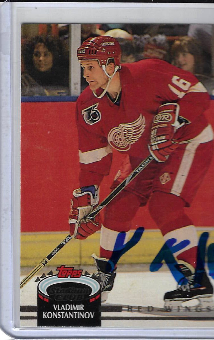 Vladimir Konstantinov 1992 Stadium Club 418 Autographed Card