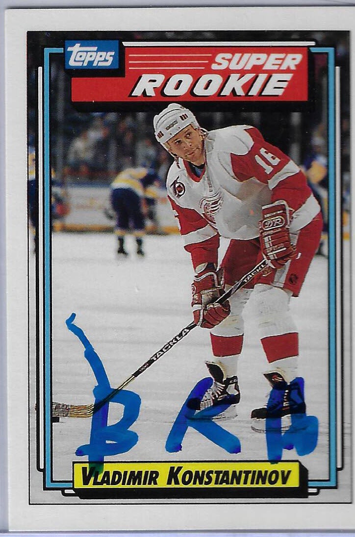 Vladimir Konstantinov 1992 Topps 14 Autographed Card ROOKIE RUSSIAN V