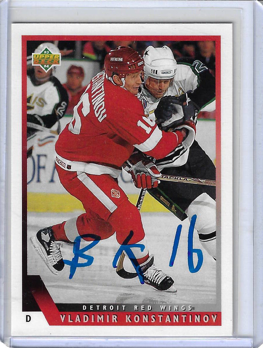 Vladimir Konstantinov 1993 Upper Deck 366 Autographed Card RUSSIAN V
