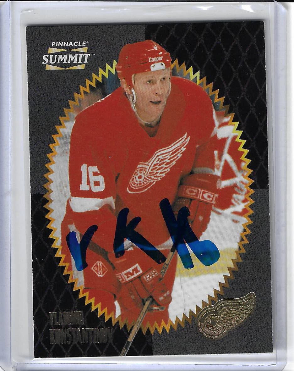 Vladimir Konstantinov 1996 Pinnacle Summit 63 Autographed Card