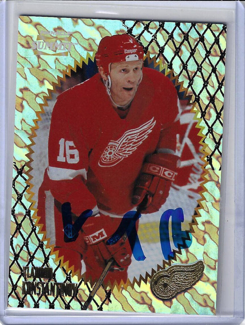 Vladimir Konstantinov 1996 Pinnacle Summit ICE 63 Autographed Card