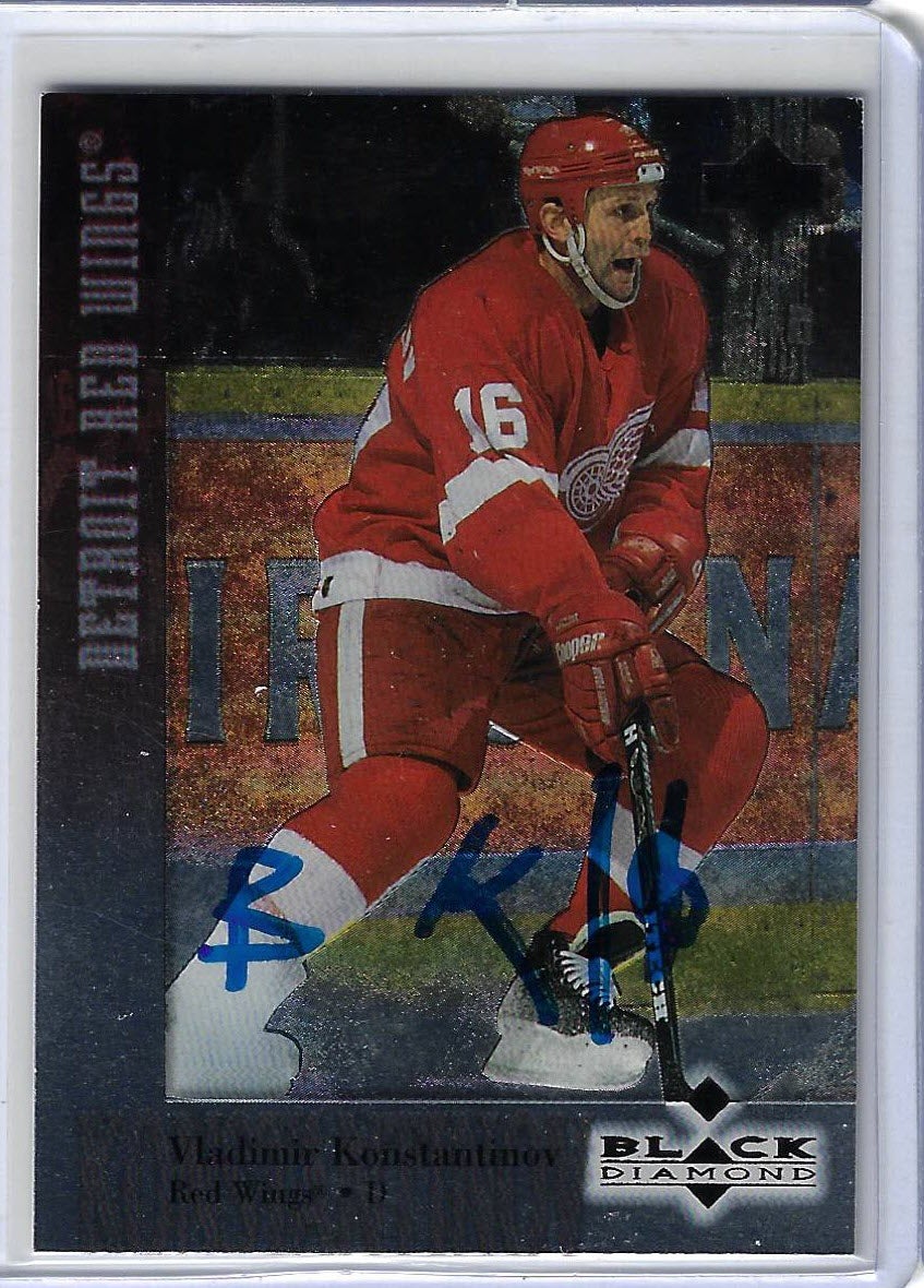 Vladimir Konstantinov 1996 Upper Deck Black Diamond 16 Autographed Card RUSSIAN V