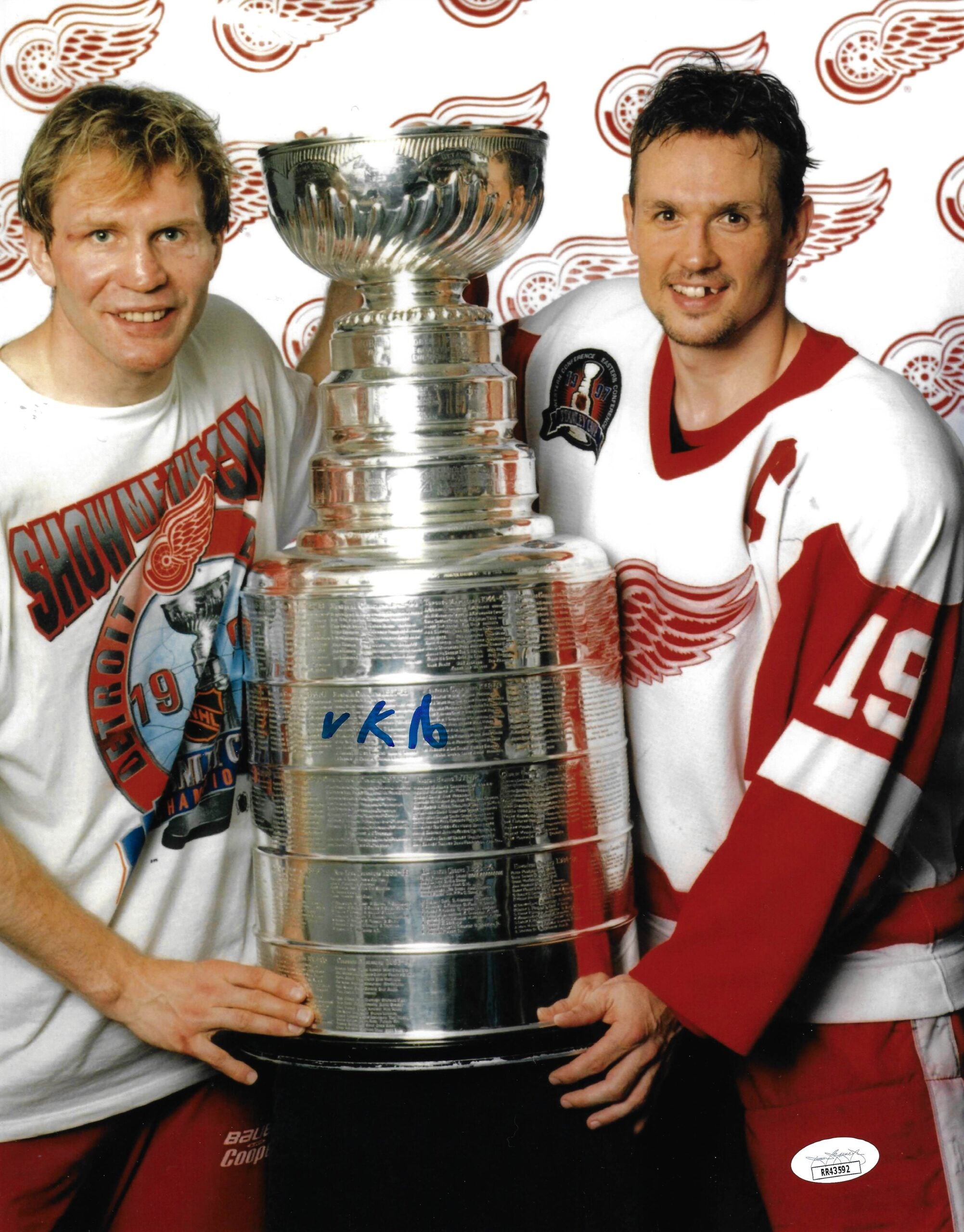 Vladimir Konstantinov Autographed 11x14 Photo w YZERMAN