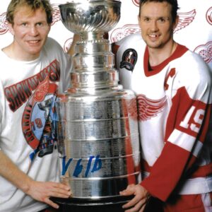 Vladimir Konstantinov Autographed 8x10 Photo w YZERMAN