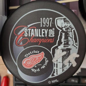 Vladimir Konstantinov Detroit Red Wings Autographed 1997 Stanley Cup Champions Puck