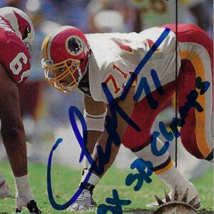 Charles Mann Autographed 1993 SP Football Card Inscribed 3X SB Champs