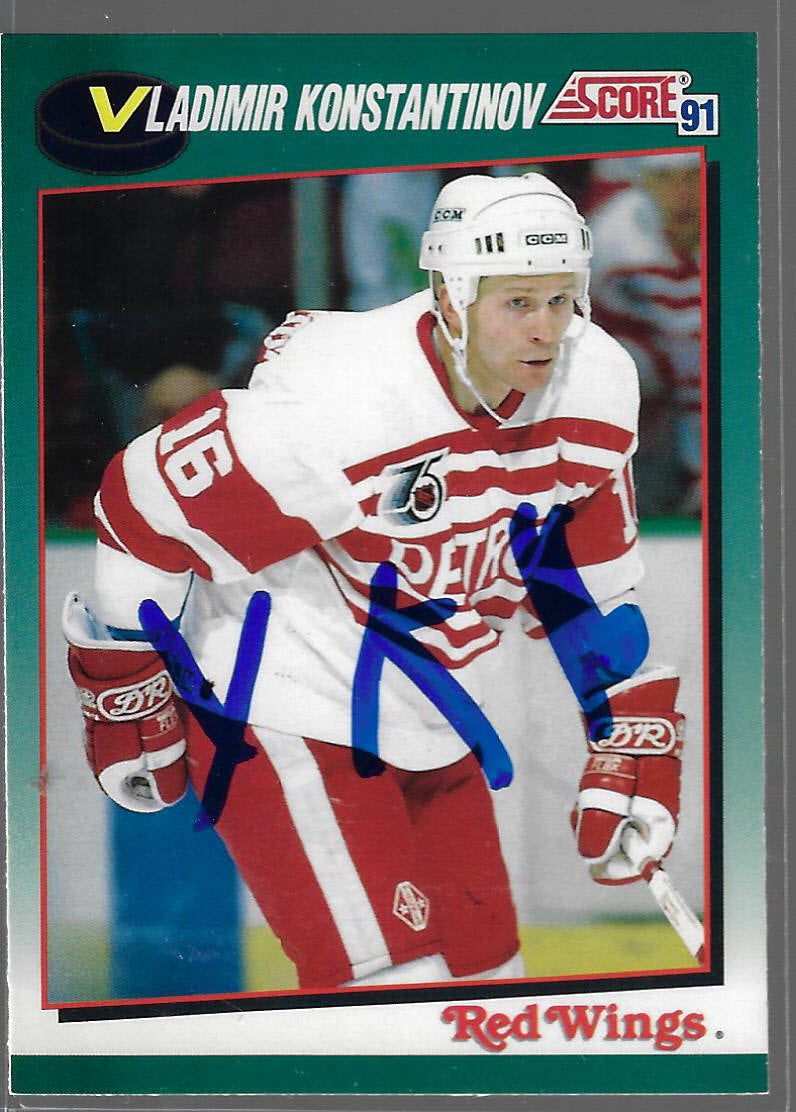 Vladimir Konstantinov 1991-92 Score Rookie Traded 109T Autographed Card ROOKIE