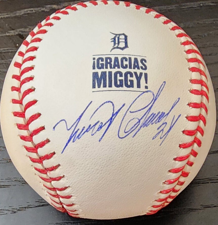 Miguel Cabrera Autographed Gracias Miggy Baseball v1