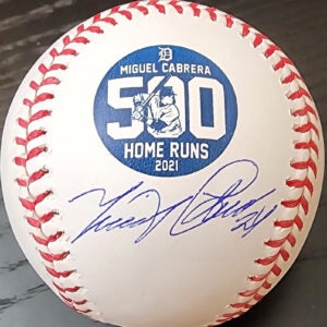 Miguel Cabrera Autographed Miggy 500 HR OMLB Baseball v1