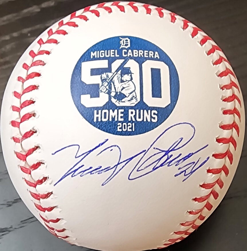 Miguel Cabrera Autographed Miggy 500 HR OMLB Baseball v1