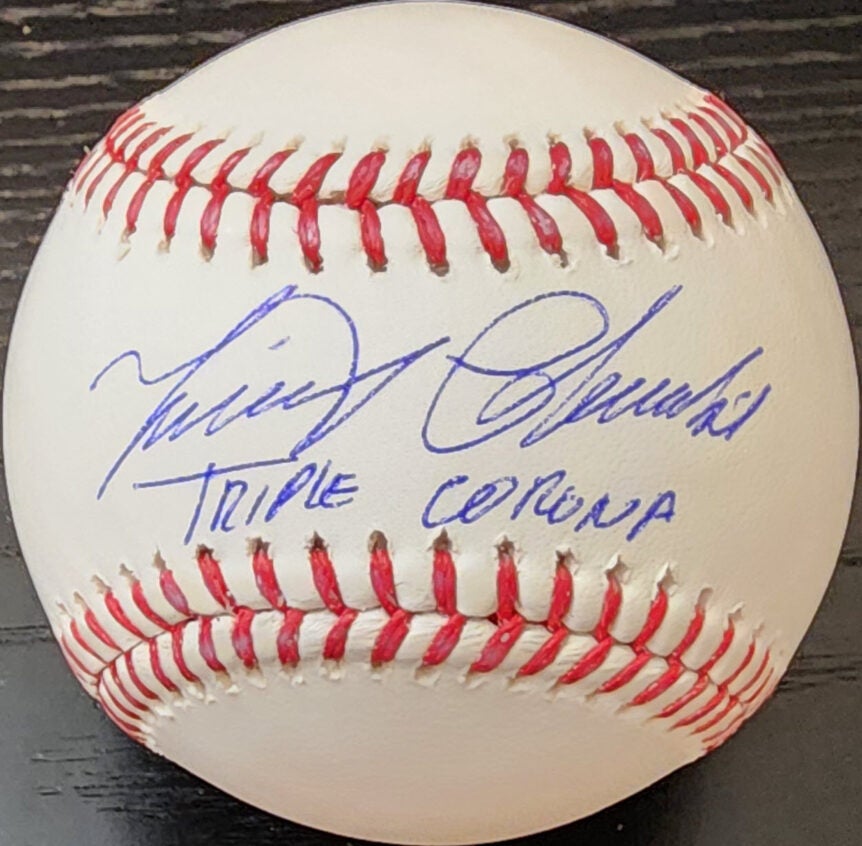 Miguel Cabrera Autographed OMLB Baseball Inscribed Triple Corona v1