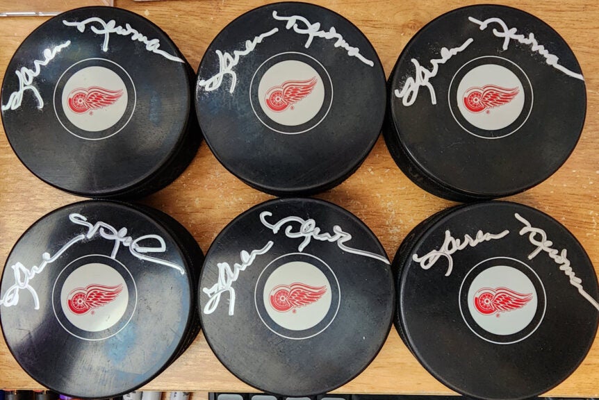 Karen Newman Red Wings National Anthem Singer Autographed Puck