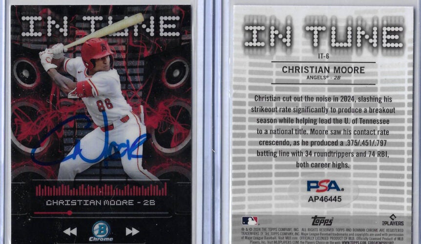 Christian Moore Autographed 2024 Bowman Chrome IN TUNE IT6 RC PSA COA