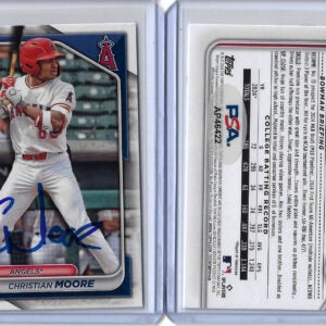 Christian Moore Autographed 2024 Bowman Paper Draft 1st Bowman Rookie RC PSA COA