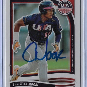 Christian Moore Autographed 2024 Panini USA Stars & Stripes 21 Rookie Card PSA COA