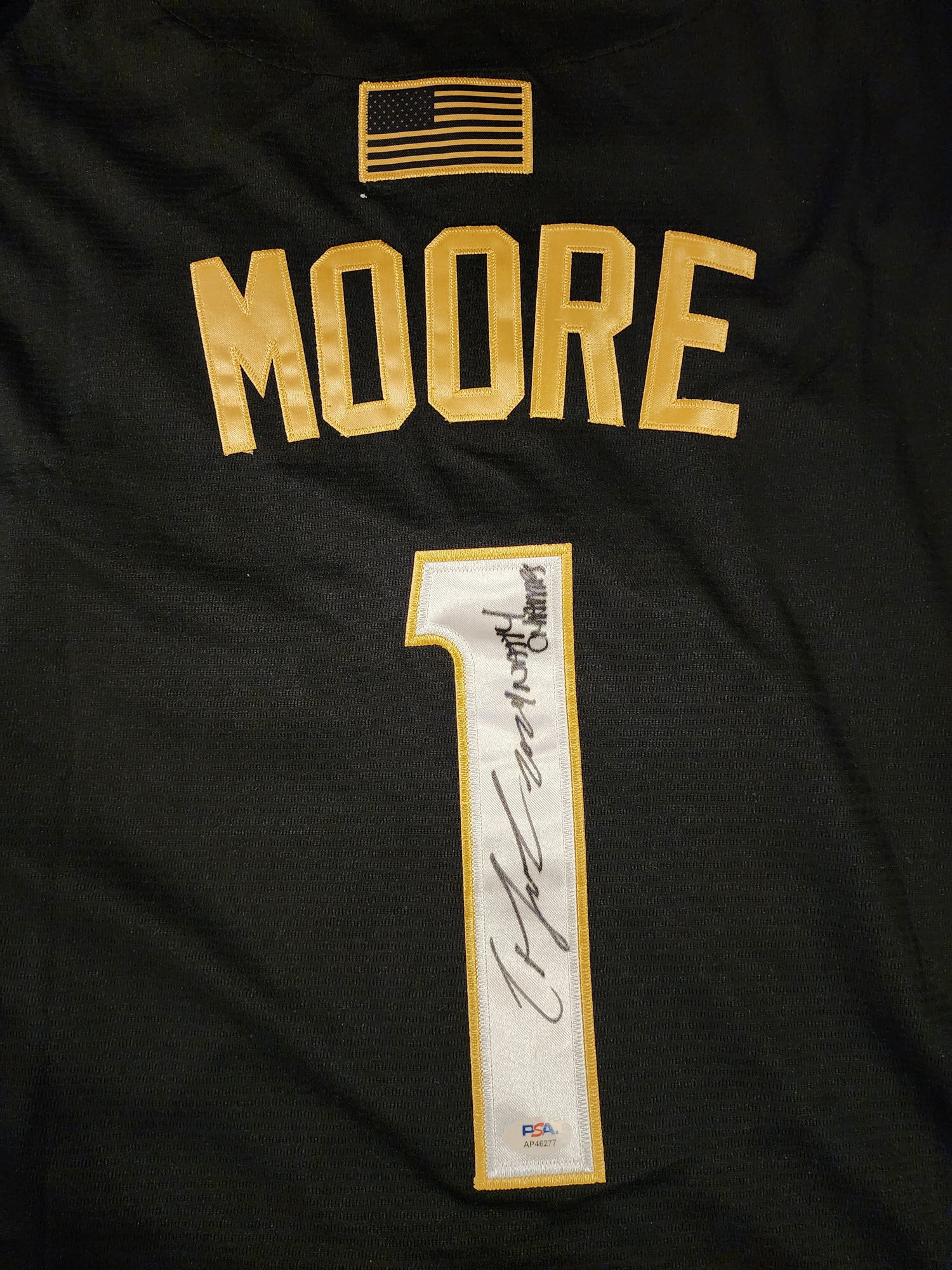 Christian Moore Autographed Black Gold Tennessee Volunteers 2024 MCWS Jersey Inscribed 2024 Natty Champs v2