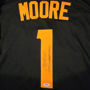 Christian Moore Autographed Black Tennessee Volunteers 2024 MCWS Jersey Inscribed 2024 Natty Champs v2