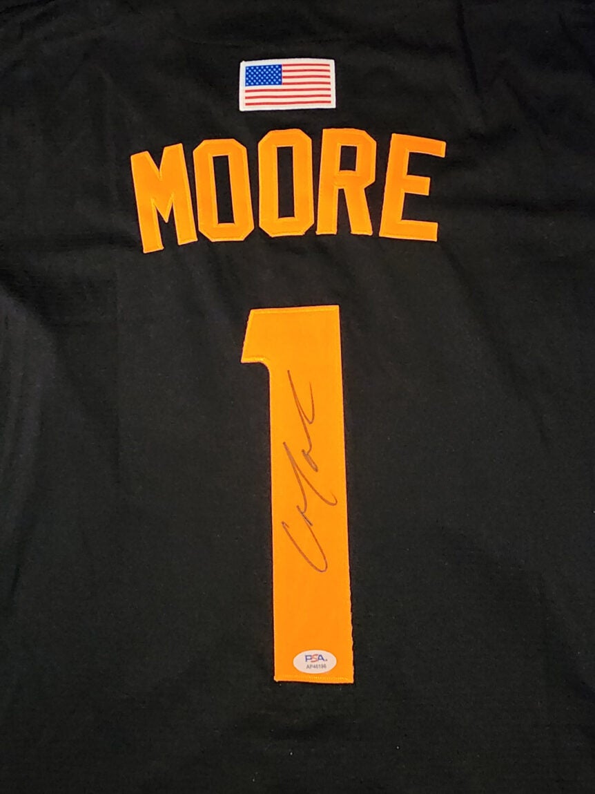 Christian Moore Autographed Black Tennessee Volunteers 2024 MCWS Jersey v2