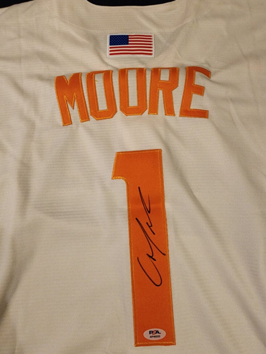 Christian Moore Autographed Cream Tennessee Volunteers 2024 MCWS Jersey v2