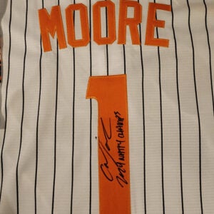 Christian Moore Autographed Pinstriped Tennessee Volunteers 2024 MCWS Jersey Inscribed 2024 Natty Champs v2