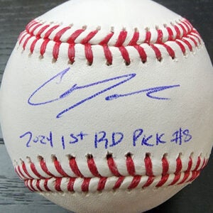 Christian Moore Autographed Rawlings OMLB Baseball Inscribed 2024 1st Rd #8 PSA COA v1