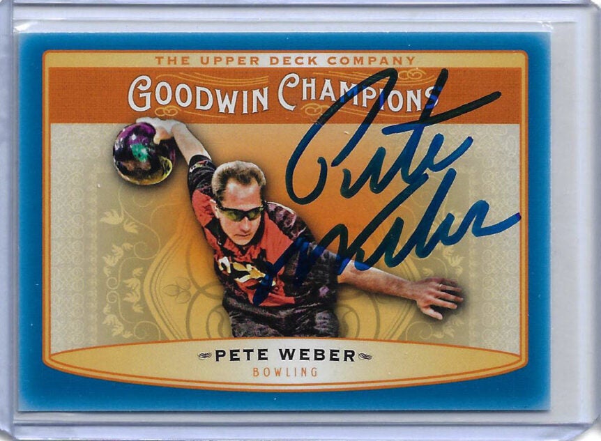 Pete Weber Autographed 2019 Upper Deck Goodwin Champions Horizontal Royal Blue 96 Card