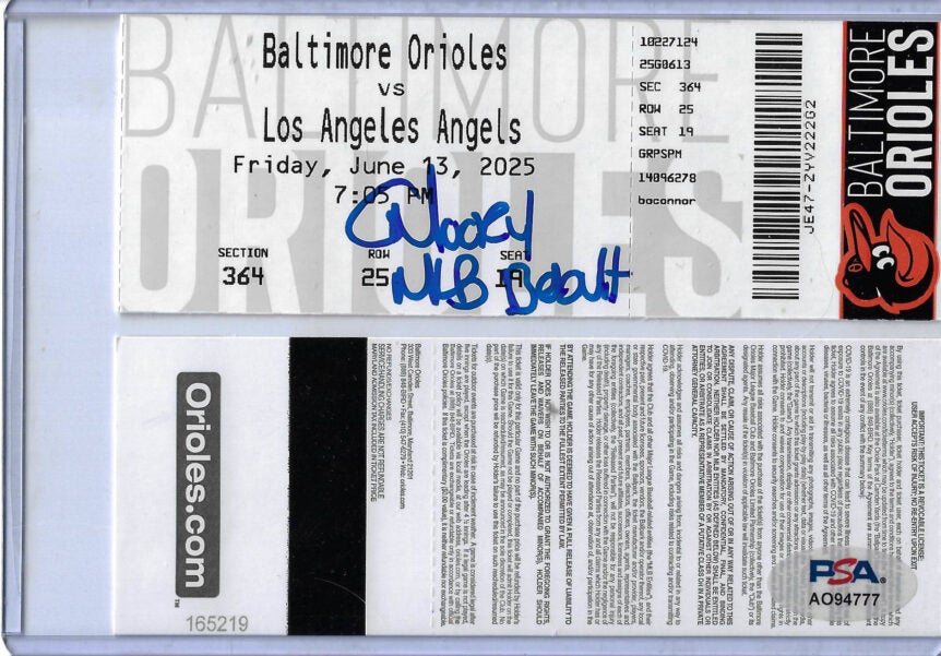 Christian Moore Autographed MLB Debut Ticket Inscribed MLB Debut
