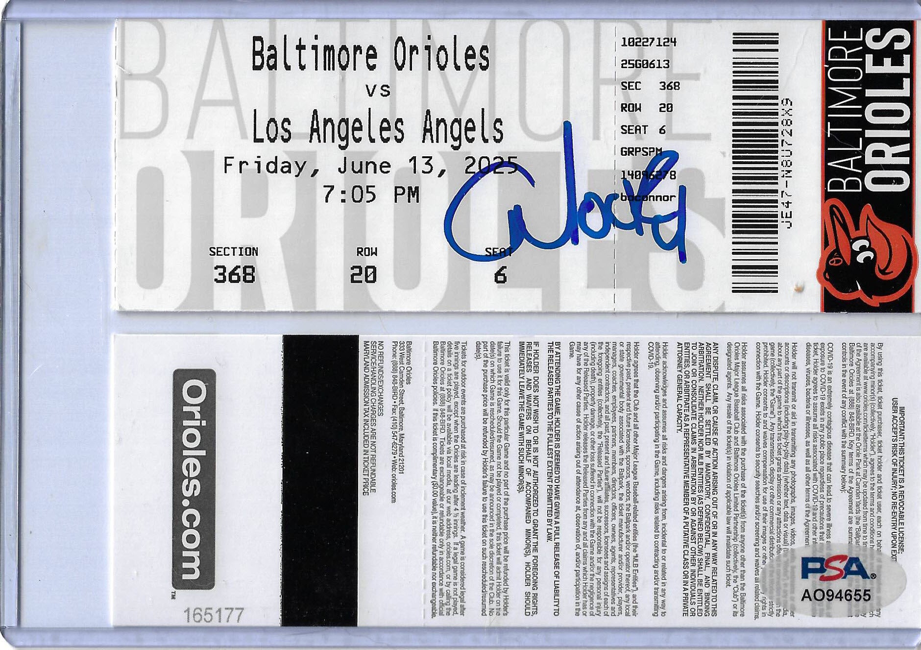 Christian Moore Autographed MLB Debut Ticket