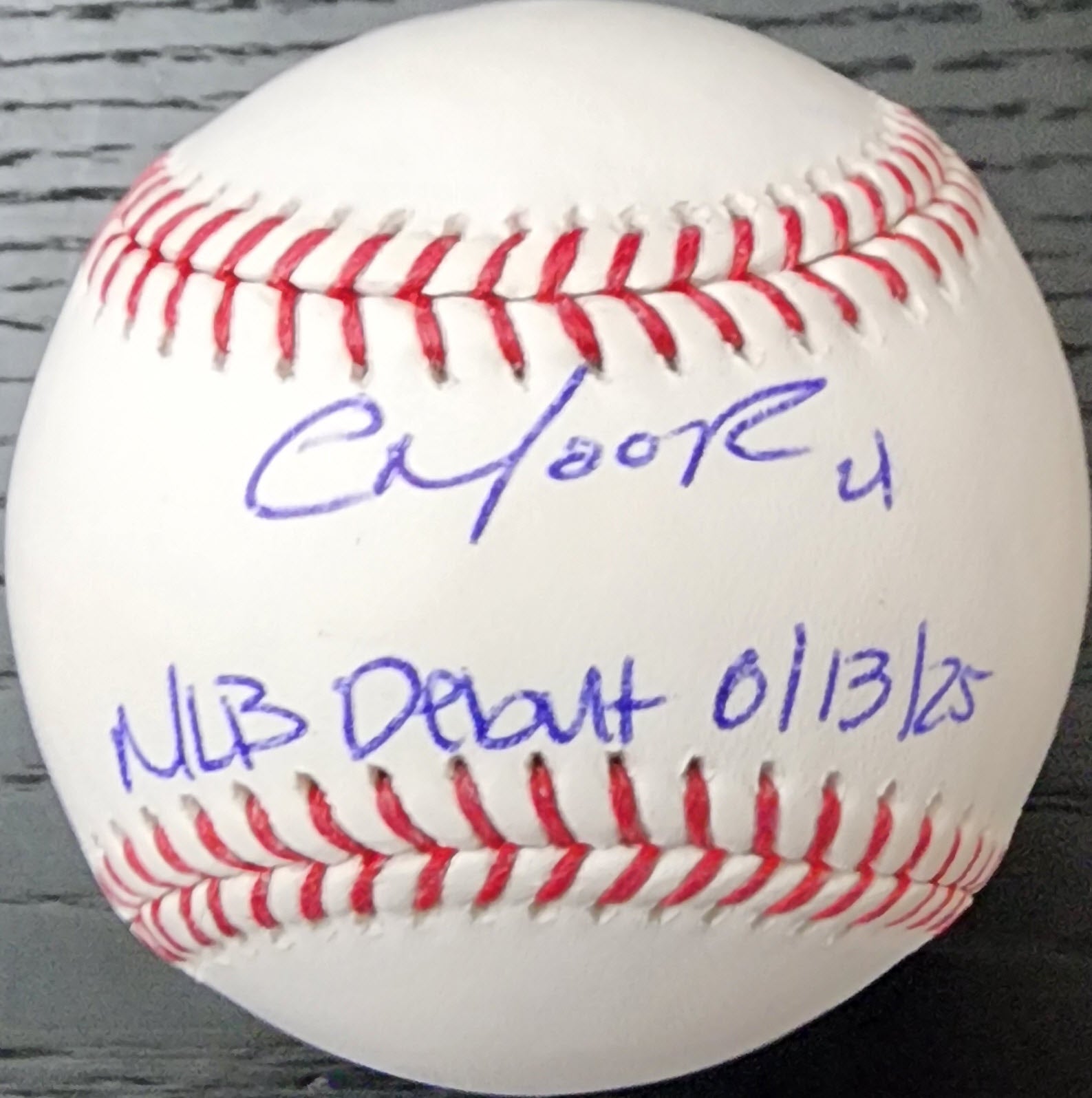 Christian Moore Autographed Official OMLB Baseball Inscribed MLB Debut 61325 v1