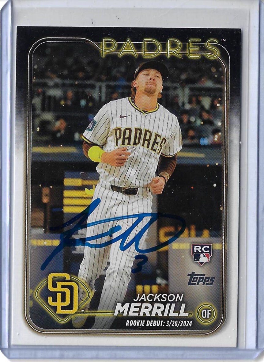 Jackson Merrill Autographed 2024 Topps Update Rookie Debut RC Card US169
