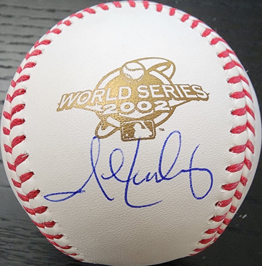 John Lackey Autographed 2002 World Series Anaheim Angels Baseball v1