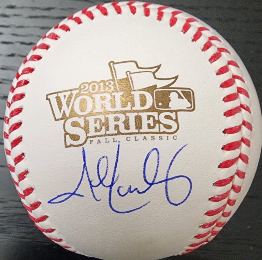 John Lackey Autographed 2013 World Series Boston Red Sox Baseball v1
