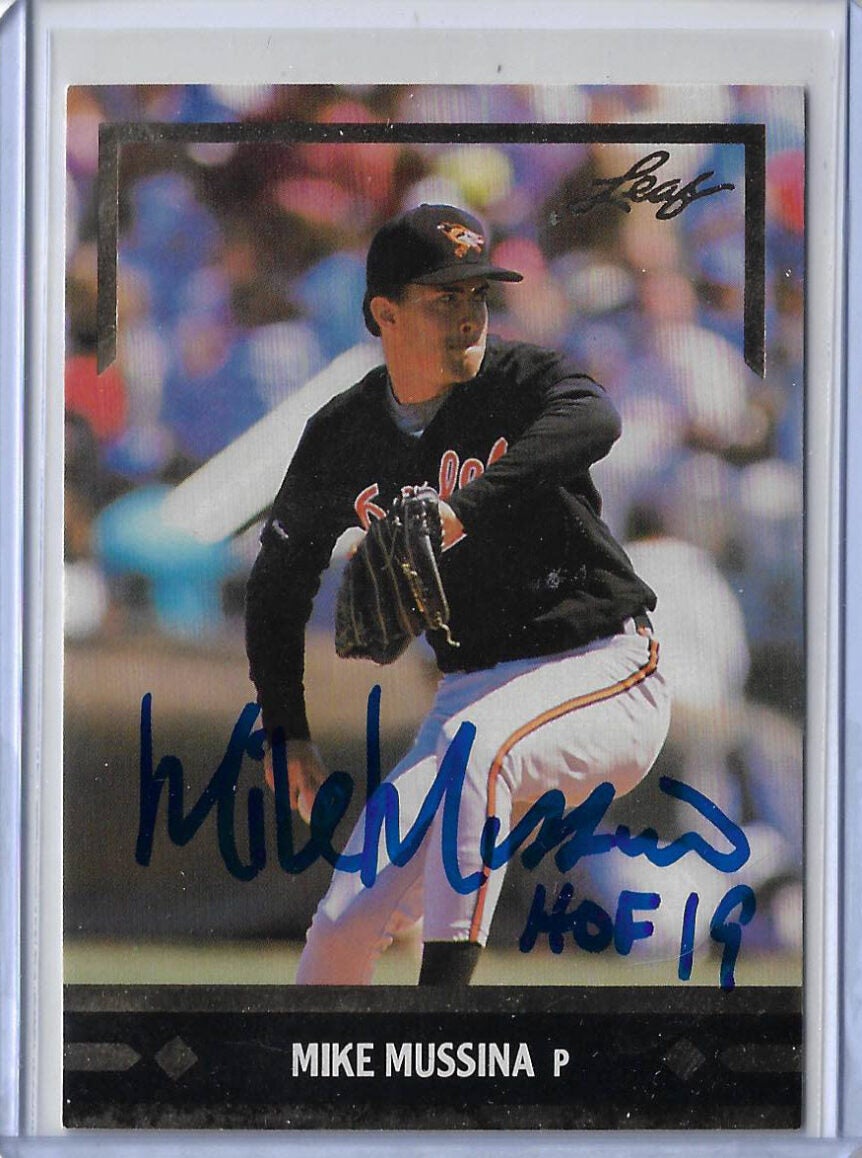Mike Mussina Autographed 1991 Leaf Gold BC12 ROOKIE Card