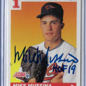 Mike Mussina Autographed 1991 Score Baseball Card 383 ROOKIE Card