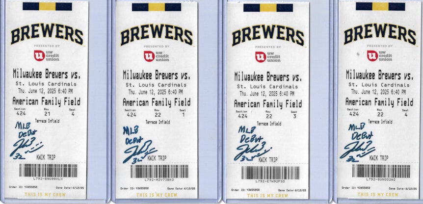 Jacob Misiorowski Autographed Milwaukee Brewers MLB Debut Ticket