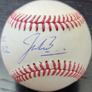 Jacob Misiorowski Autographed OMLB Baseball Inscribed The Miz v1