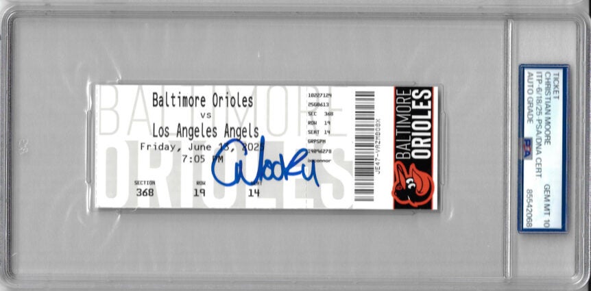 Christian Moore Autographed MLB Debut Ticket PSA Slabbed