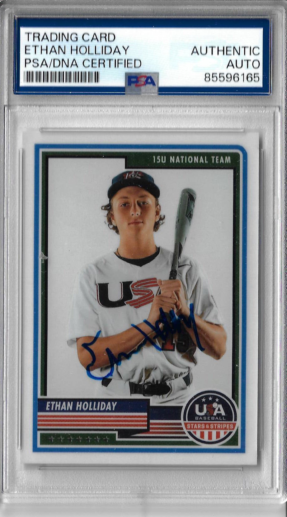 Ethan Holliday Autographed 2023 USA Stars & Stripes 15U Team #30 Rookie Card PSA Slabbed